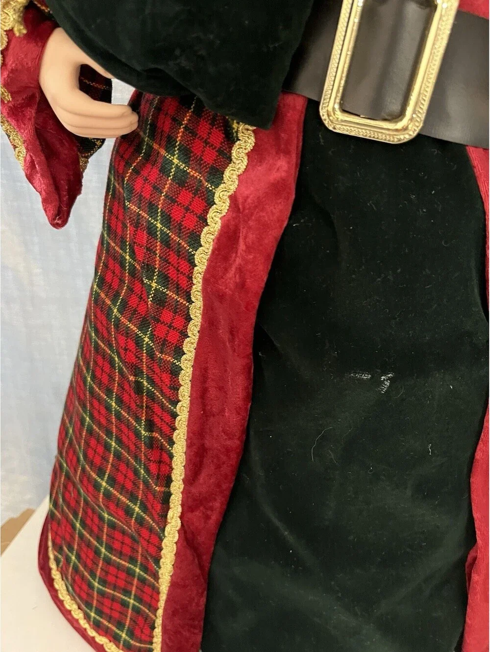 Vintage Santa Claus Figure 27” Standing Black Red Velvet Robe Christmas Decor